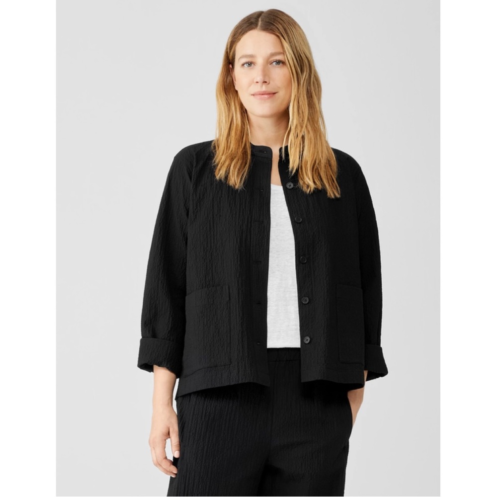 Eileen Fisher organic cotton pucker shirt jacket